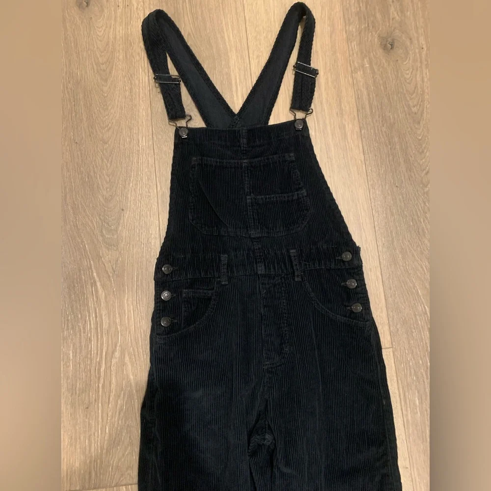 Free People We The Free Ziggy Black Corduroy Bib Overalls